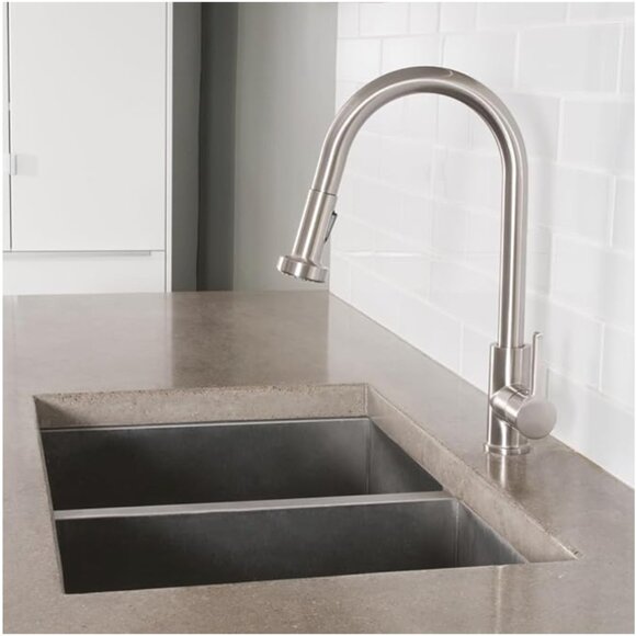 NWT: Modern Pull-Down Kitchen Sprayer Faucet, Satin Nickel - Picture 3 of 14